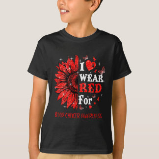I衣服赤きらびやかなハートひまわり血がんAw Tシャツ
