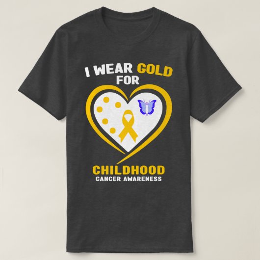 I衣服金ゴールド小児がん認識度551 Tシャツ (デザイン正面)