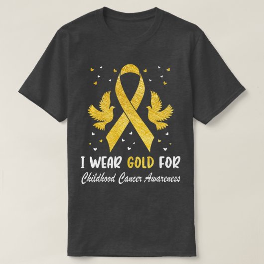 I衣服金ゴールド小児癌認識度黄金 Tシャツ (デザイン正面)