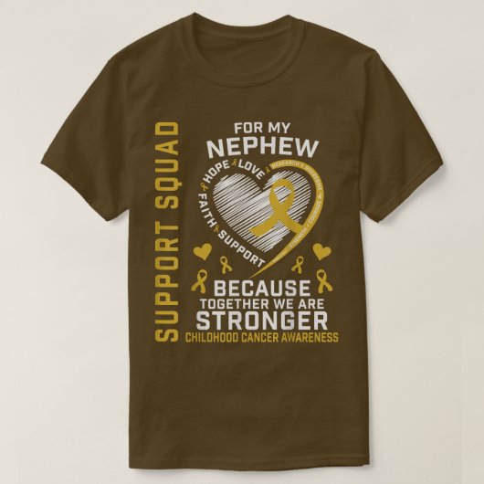 I衣服金ゴールド甥小児癌認識度Supp Tシャツ (デザイン正面)