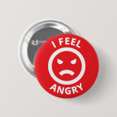 I赤感じ怒絵文字顔感情 缶バッジ (正面&裏面)