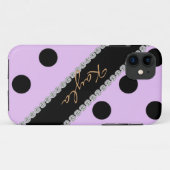 I電ガーリー話5カバーパープル水玉模様デザイン Case-Mate iPhoneケース (裏面(横))