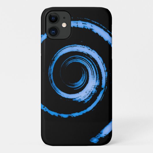 I電話の青いスパイラル上の黒いケース Case-Mate iPhoneケース (裏面)