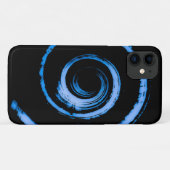 I電話の青いスパイラル上の黒いケース Case-Mate iPhoneケース (裏面(横))