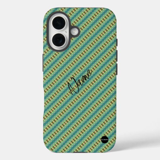 I電話ケース垂直グリーンと黄色のHAMbWG Case-Mate iPhoneケース (裏面)