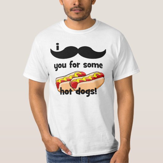 I髭あるホットドッグのための! Tシャツ (正面)