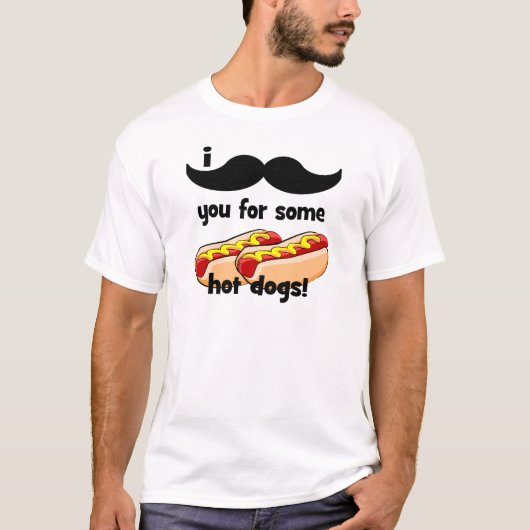 I髭あるホットドッグのための! Tシャツ (正面)