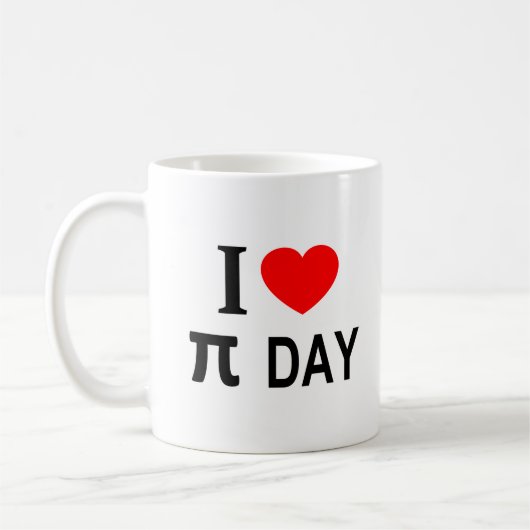 I π❤️ DAY I LOVE π DAY Iハートπ DAY コーヒーマグカップ (左)
