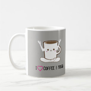 I ❤のコーヒーおよびヨガ コーヒーマグカップ