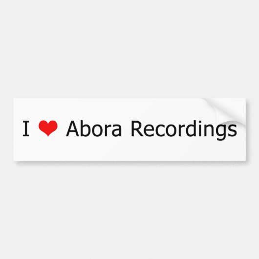 I ♥のAboraの録音のバンパーステッカーの白1 バンパーステッカー (正面)