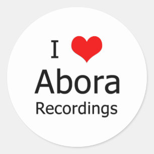 I ♥のAboraの録音の円形のステッカー(6大きい白) ラウンドシール
