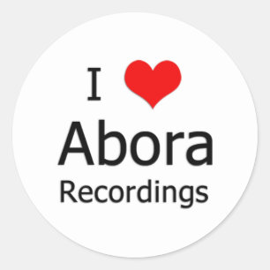 I ♥アボラ録音ラウンドステッカー(スモールホワイト) ラウンドシール