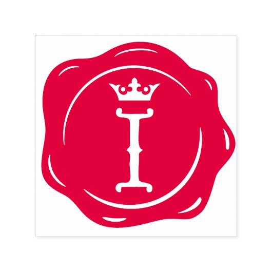 I -アンティークワックスシールゴシック王冠イニシャル文字 セルフインキングスタンプ (デザイン)