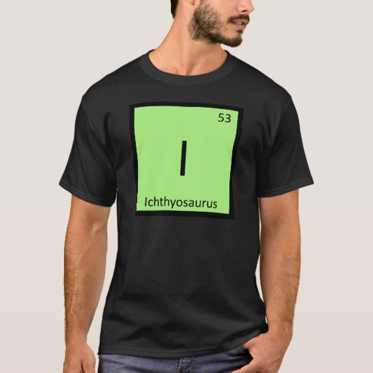 I – イチヨサウルス恐竜の化学記号 Tシャツ (正面)