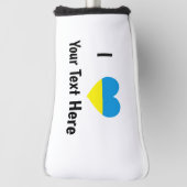 I (ウクライナ国旗のハート)あなたのテキスト ゴルフヘッドカバー (回転90)