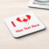 I (カナダ国旗のハート)あなたの赤い文字 コースター (左側)