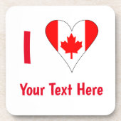 I (カナダ国旗のハート)あなたの赤い文字 コースター (正面)