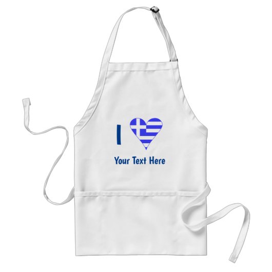 I (ギリシャ国旗のハート)あなたのテキスト スタンダードエプロン (正面)