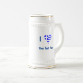 I (ギリシャ国旗のハート)あなたのテキスト ビールジョッキ (正面右)