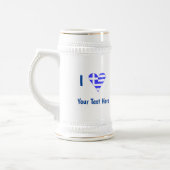 I (ギリシャ国旗のハート)あなたのテキスト ビールジョッキ (左)