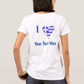 I (ギリシャ国旗のハート)テキストの女性 Tシャツ (裏面)