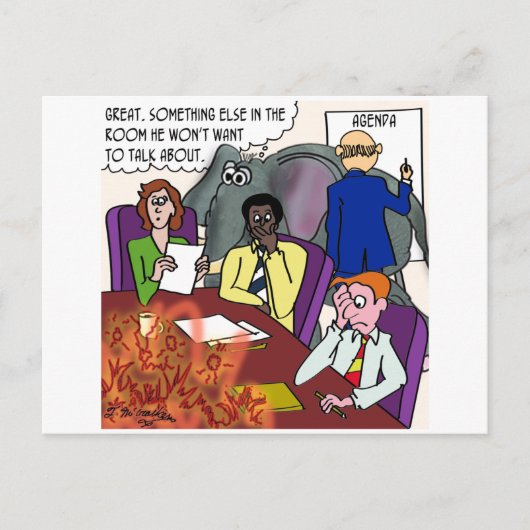 I.ゾウと火を無視する会議 ポストカード (正面)