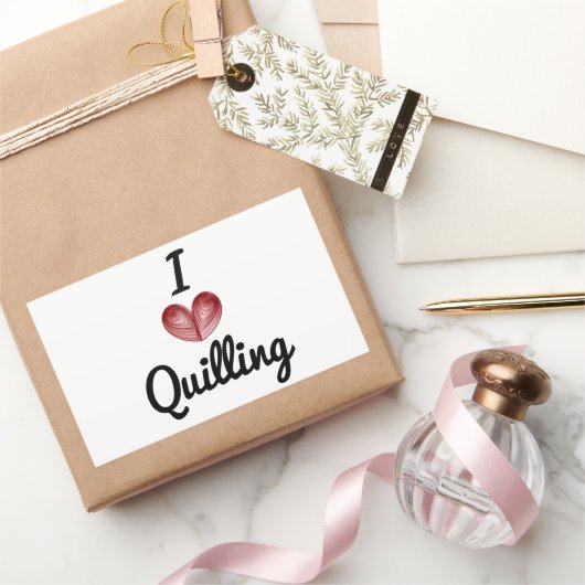 I (ハート)クイリング(4)大きな長方形ステッカー 長方形シール (ギフト)
