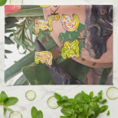 I (ハート)ケニアバッファローパッチ/プリント キッチンタオル (折り畳み)