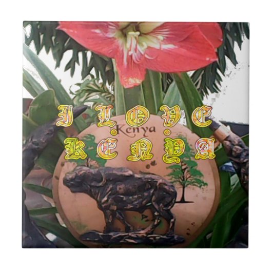 I (ハート)ケニアバッファローパッチ/プリント タイル (正面)