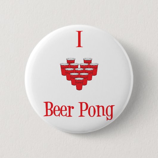 I (ハート)ビールPongボタン 缶バッジ (正面)