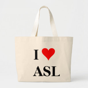 I (ハート) ASL ラージトートバッグ