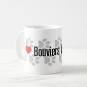 I (ハート) Bouviers des Flandres コーヒーマグカップ (正面左)