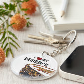 I *ハート* MY DRUMMER SnareばちDrumming K キーホルダー (正面右)