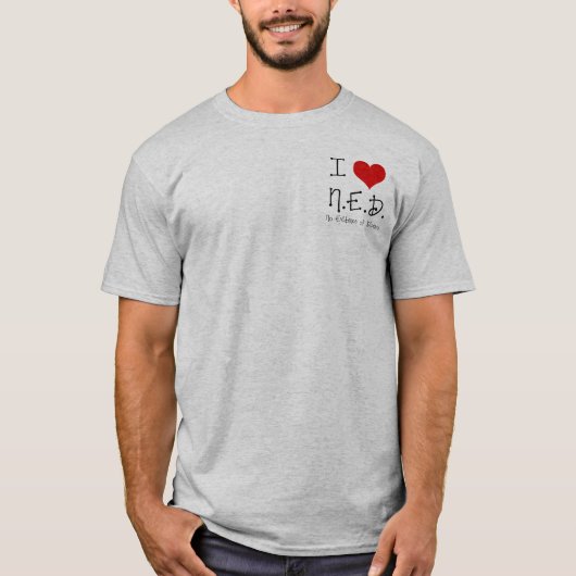 - I "ハート" N.E.D. Cancer概要 Tシャツ (正面)
