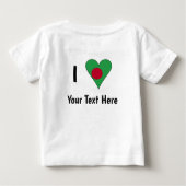 I (バングラデシュ国旗のハート愛)あなたのテキスト ベビーTシャツ (裏面)