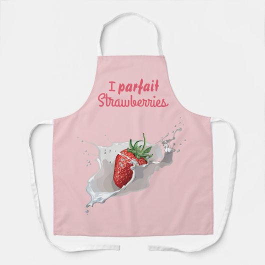 I "パフェ"イチゴおもしろい引用文 エプロン (正面)
