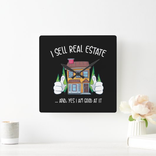 I.不動産実在を売る スクエア壁時計 (ホーム)