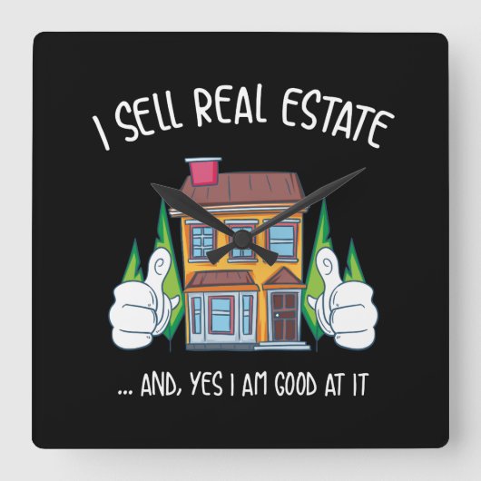 I.不動産実在を売る スクエア壁時計 (正面)