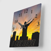 I 信じ#2_ スクエア壁時計 (傾斜)