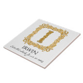 "I"姓の記念日結婚モノグラムタイル タイル (側面)