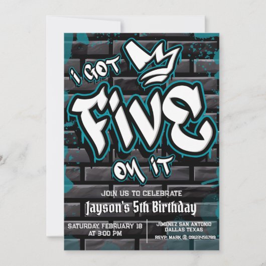 I 得 Five on it - Boy 5誕生日 招待状 (正面)