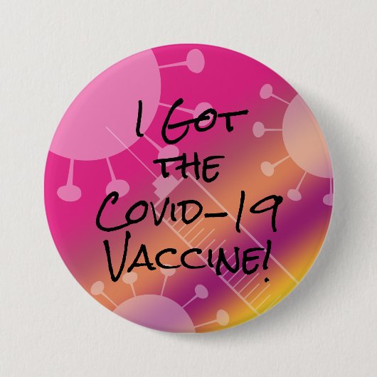 I 得 the Covid-19 Vaccineカラフル Gradient（I Covid-19ワク 缶バッジ (正面)