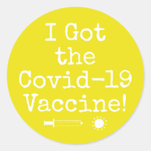 I 得 The Covid-19 Vaccine シンプル Bright Yellow ラウンドシール