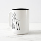 "I 考え So I HAM"アマチュアラジオのマグカップ ツートーンマグカップ (正面左)