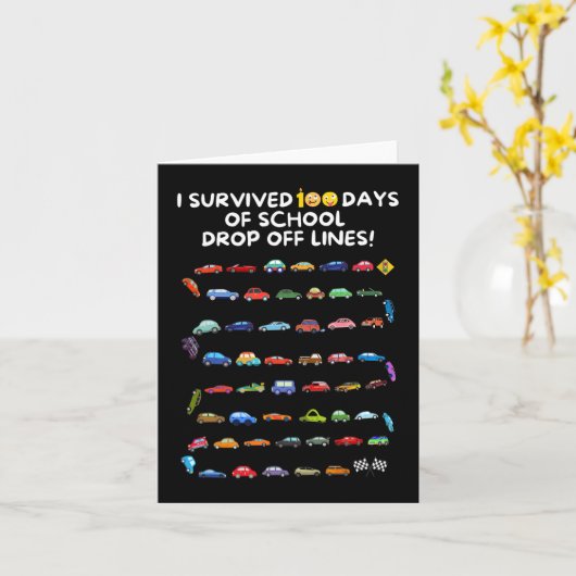 I 100生き延び日の学校のドロップオフ行 – 100 カード (黄色い花)