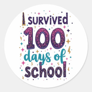 I 100生き延び日の学校ユニコーンデザイン ラウンドシール