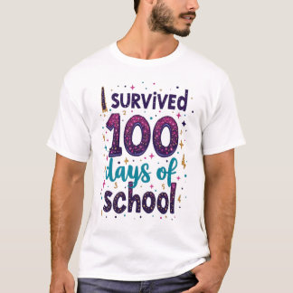 I 100生き延び日の学校ユニコーンデザイン Tシャツ