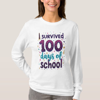 I 100生き延び日の学校ユニコーンデザイン Tシャツ