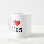 I ❤️ 2005 I LOVE 2005 Iハート2005 コーヒーマグカップ (正面左)