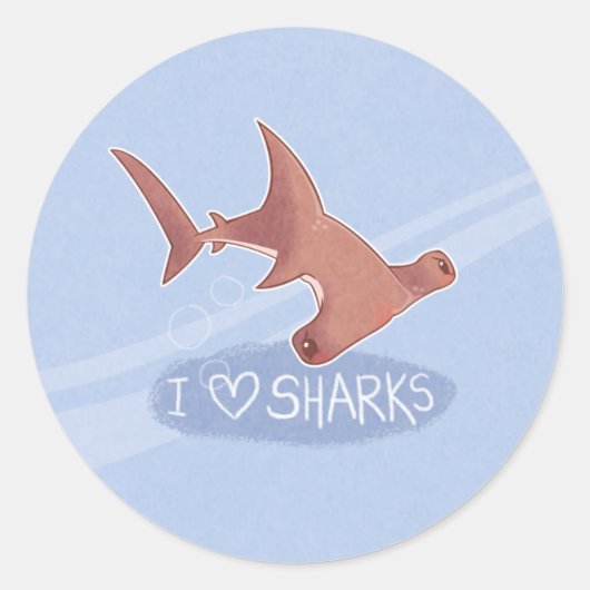 I <3サメ：ハンマーヘッド ラウンドシール (正面)